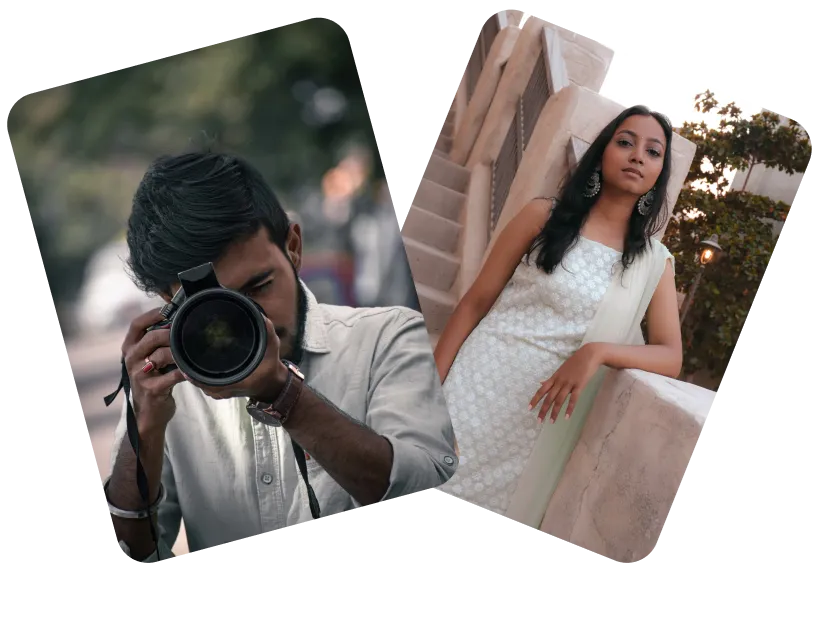 Two sample profile photos tilted toward each other
